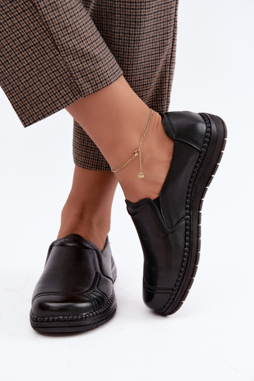 Chaussures à enfiler en cuir synthétique Vinceza 107241 en couleur noire