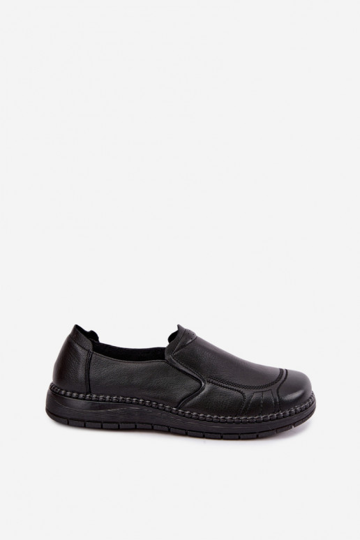 Chaussures à enfiler en cuir synthétique Vinceza 107241 en couleur noire