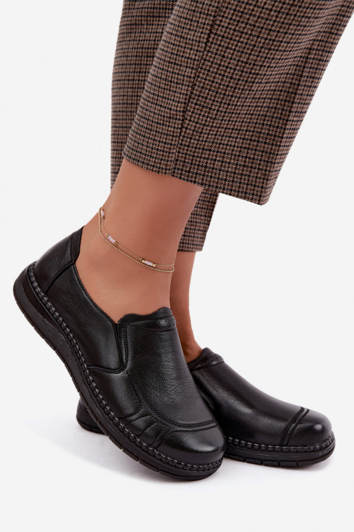 Chaussures à enfiler en cuir synthétique Vinceza 107241 en couleur noire