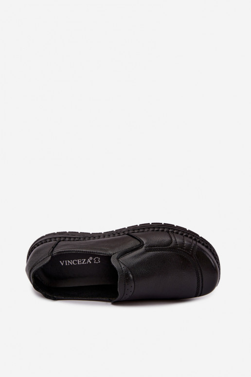 Chaussures à enfiler en cuir synthétique Vinceza 107241 en couleur noire