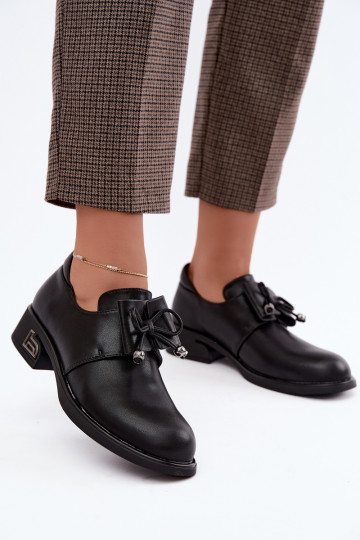 Chaussures en cuir synthétique avec des nœuds T.Sokolski AN J26-190 en couleur noire 2