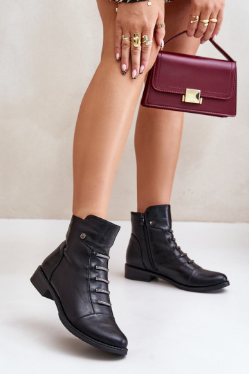 Bottines chaudes pour femmes avec talons larges en noir Labise