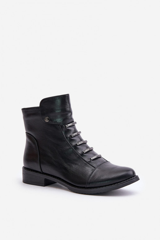 Bottines chaudes pour femmes avec talons larges en noir Labise