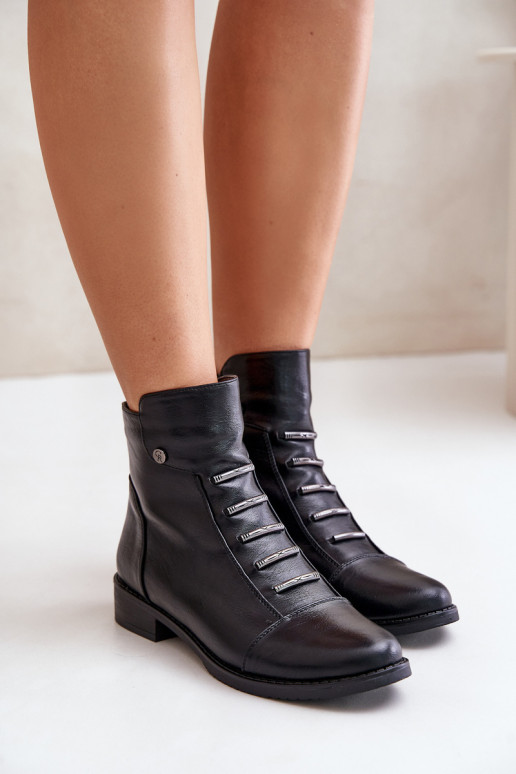 Bottines chaudes pour femmes avec talons larges en noir Labise