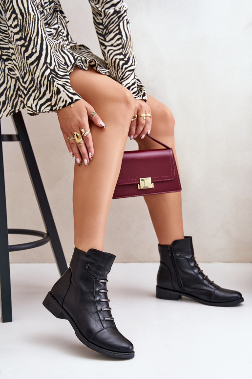 Bottines chaudes pour femmes avec talons larges en noir Labise