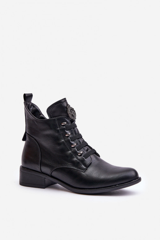 Bottines basses chaudes avec ornements en noir Nevalia