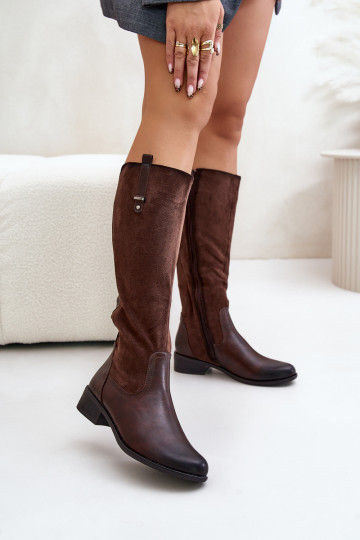 Bottes chaudes pour femmes jusqu'au genou en marron Ivasira 2