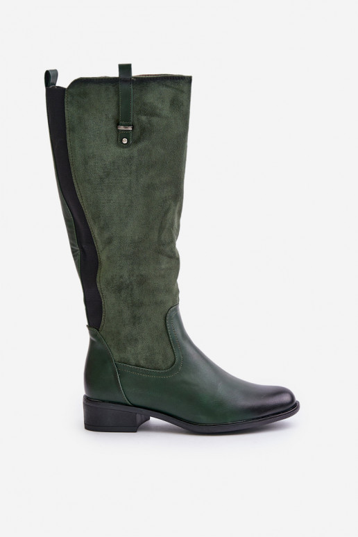 Bottes chaudes pour femmes jusqu'au genou en vert Ivasira