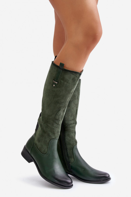 Bottes chaudes pour femmes jusqu'au genou en vert Ivasira