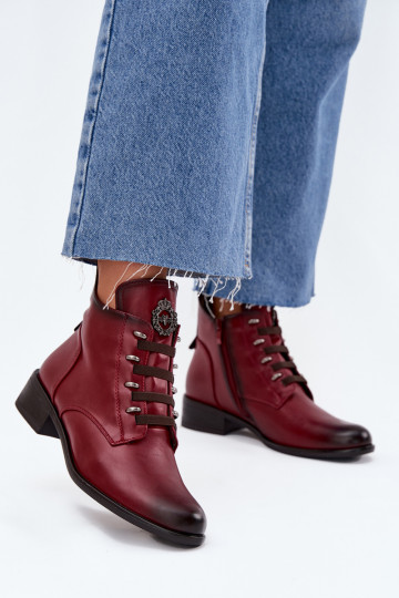 Bottines basses chaudes avec ornements en bordeaux Nevalia