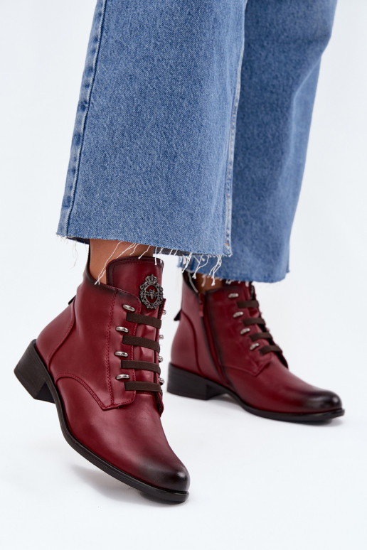 Bottines basses chaudes avec ornements en bordeaux Nevalia