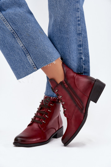 Bottines basses chaudes avec ornements en bordeaux Nevalia 2