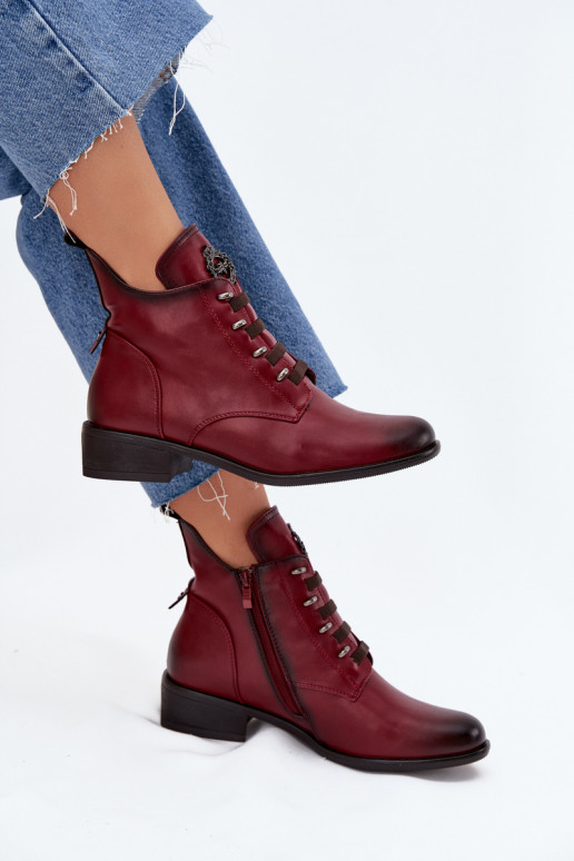 Bottines basses chaudes avec ornements en bordeaux Nevalia