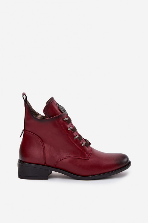 Bottines basses chaudes avec ornements en bordeaux Nevalia