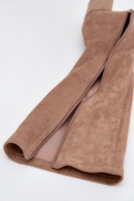 Bottes classiques jusqu'au genou en daim synthétique couleur sable Sergio Leone KZ205