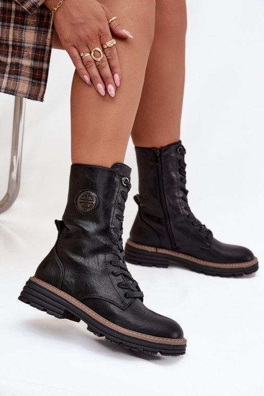 Bottines chaudes pour femmes avec détails décoratifs en noir Dorialine