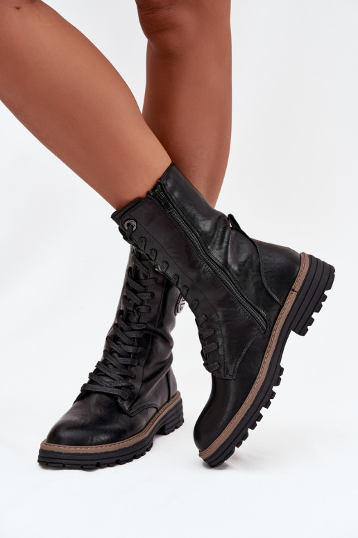 Bottines chaudes pour femmes avec détails décoratifs en noir Dorialine