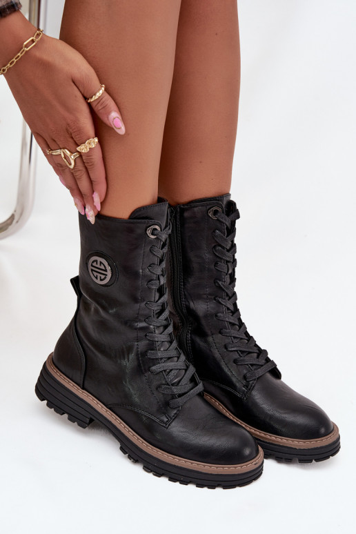 Bottines chaudes pour femmes avec détails décoratifs en noir Dorialine