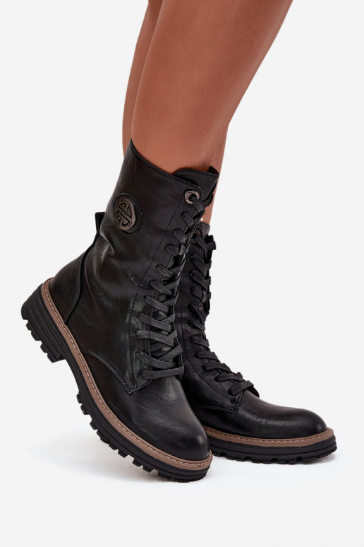 Bottines chaudes pour femmes avec détails décoratifs en noir Dorialine