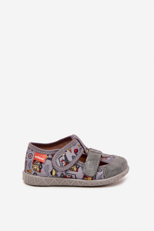 Chaussons pour enfants Milami avec fermetures adhésives grises