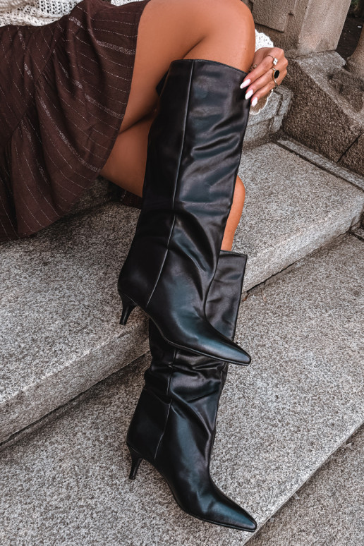 Bottines à talons en suède synthétique noir Desya