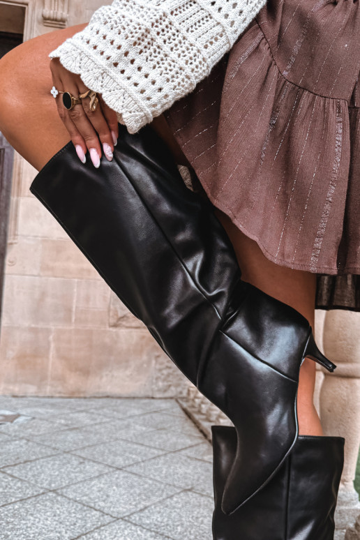 Bottines à talons en suède synthétique noir Desya