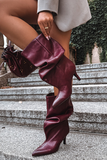 Bottines slouchy à talons en bordeaux Gelra 2