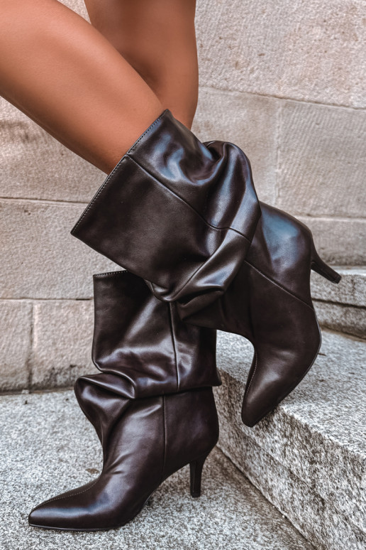 Un modèle convaincant Bottes pour femmes Typu Slouchy avec des talons CzekoladoÀe Gelra