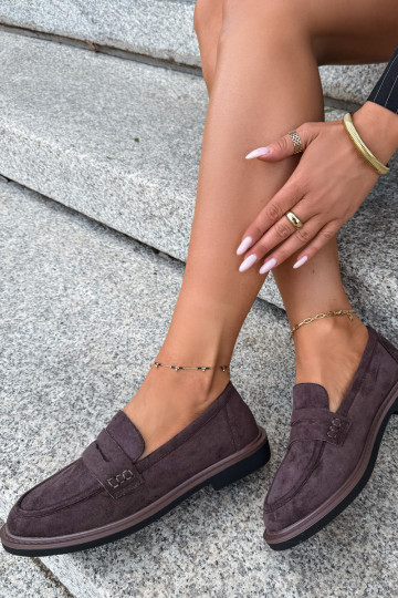 Mocassins pour femmes en daim couleur chocolat Vinceza 62335