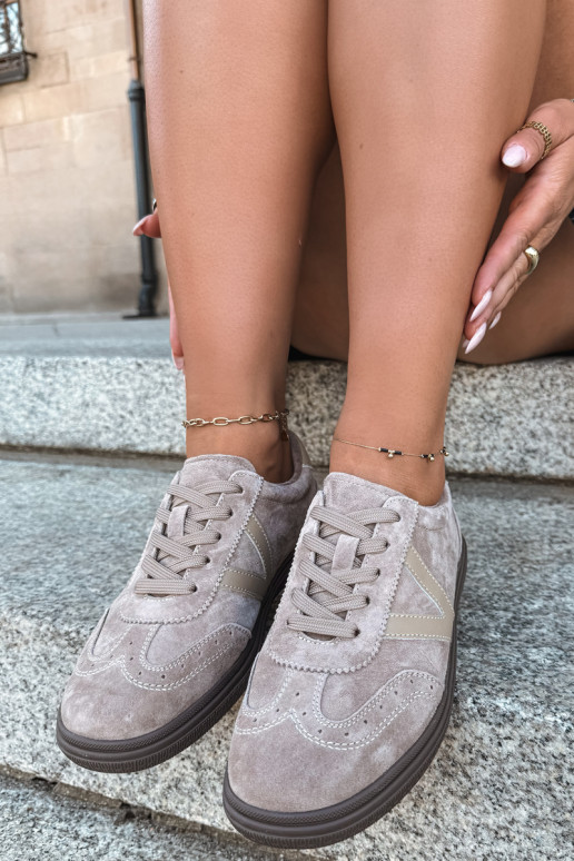 Sneakers en cuir et daim sable Cariva