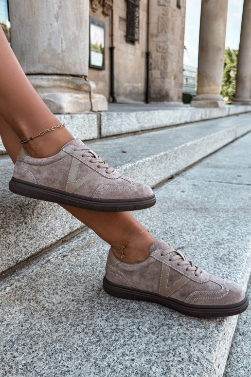 Sneakers en cuir et daim sable Cariva