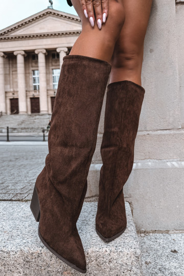Bottes hautes à enfiler avec talons, pointues, marron Blenia 2