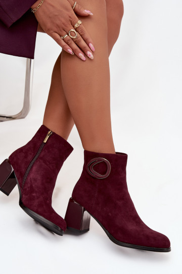 Bottines chaudes en daim synthétique pour femmes avec détails décoratifs en bordeaux Artiker 57C0016