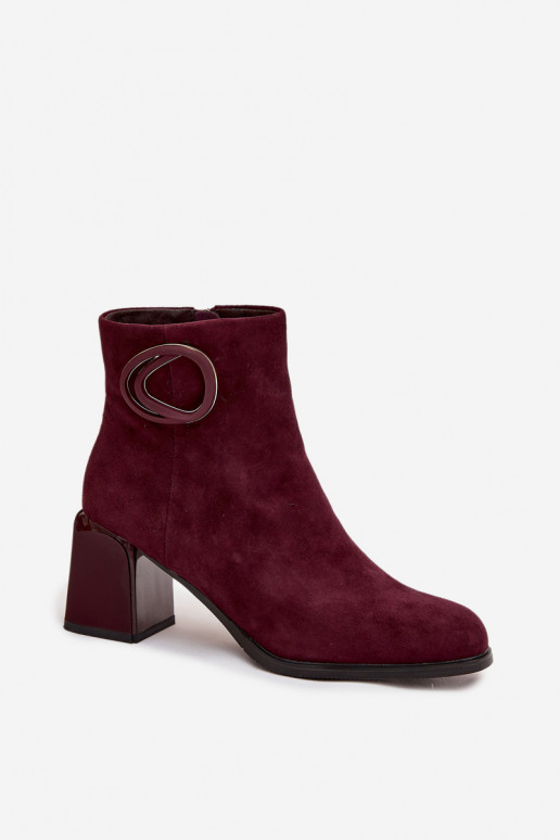 Bottines chaudes en daim synthétique pour femmes avec détails décoratifs en bordeaux Artiker 57C0016