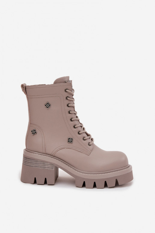 Bottines de travail en cuir pour femmes avec boucles en sable Artiker 57C0181