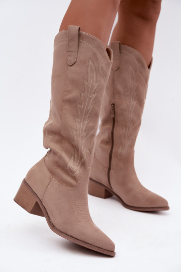 Bottes longues de style cowboy couleur sable Casena 2
