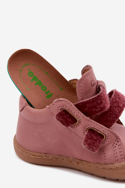 Chaussures en cuir pour enfants rose foncé Barefoot Froddo G2130328-6