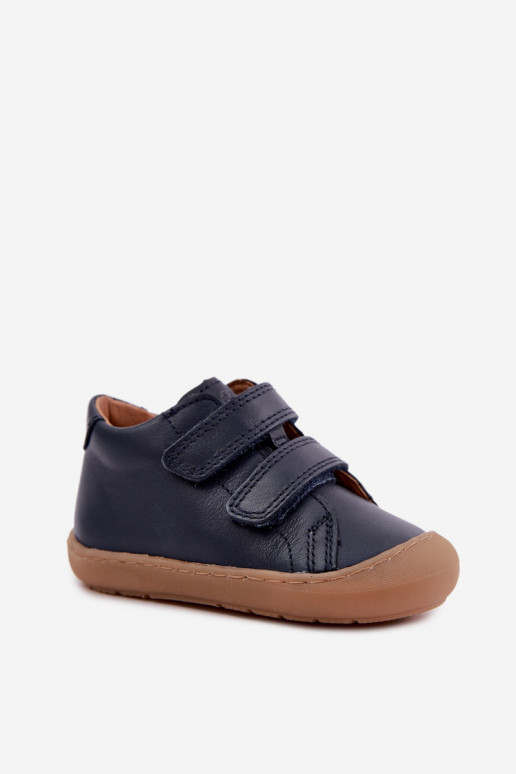 Chaussures en cuir pour enfants bleu foncé Barefoot Froddo G2130328