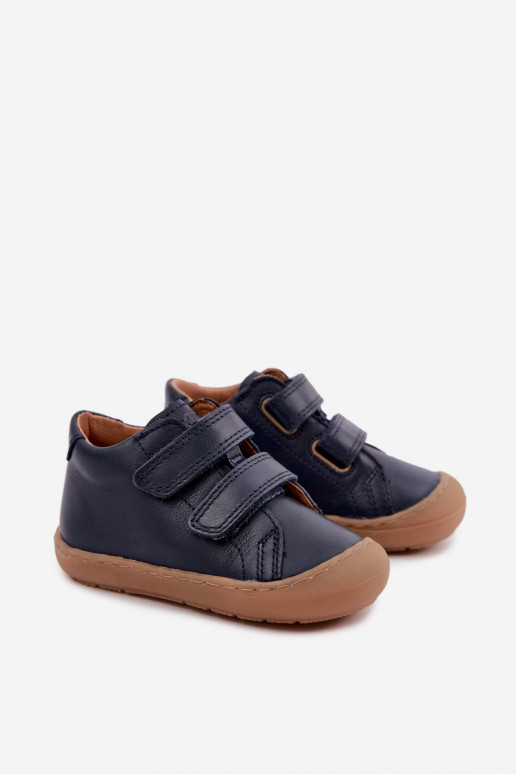 Chaussures en cuir pour enfants bleu foncé Barefoot Froddo G2130328