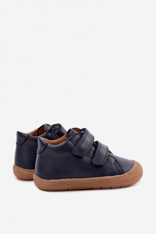 Chaussures en cuir pour enfants bleu foncé Barefoot Froddo G2130328