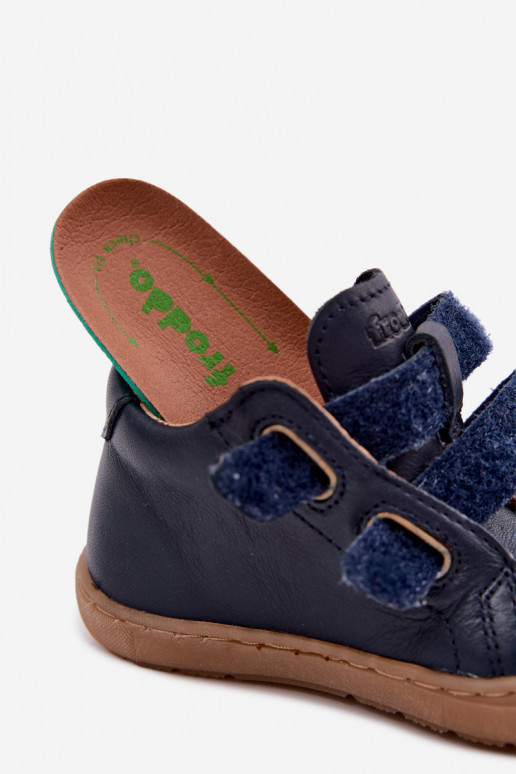 Chaussures en cuir pour enfants bleu foncé Barefoot Froddo G2130328