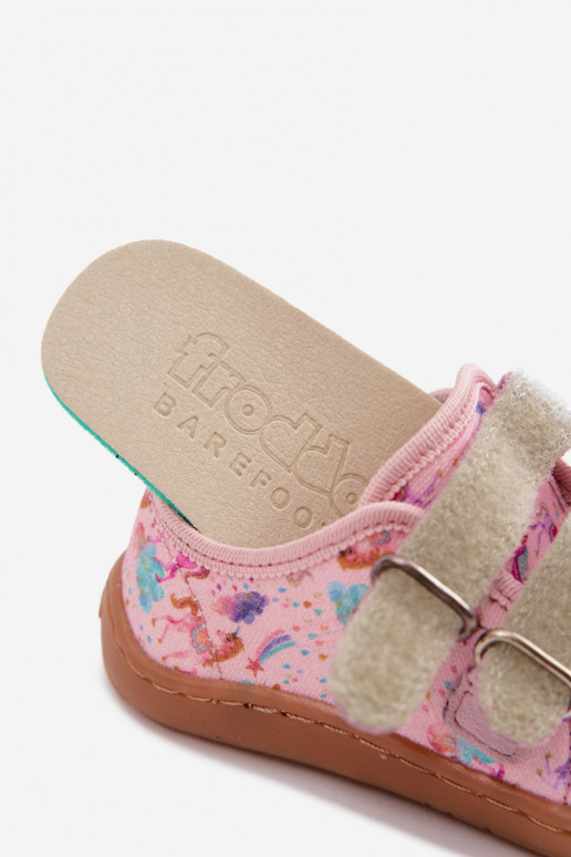 Chaussons pour enfants roses Barefoot Licornes Froddo Canvas G1700440-26