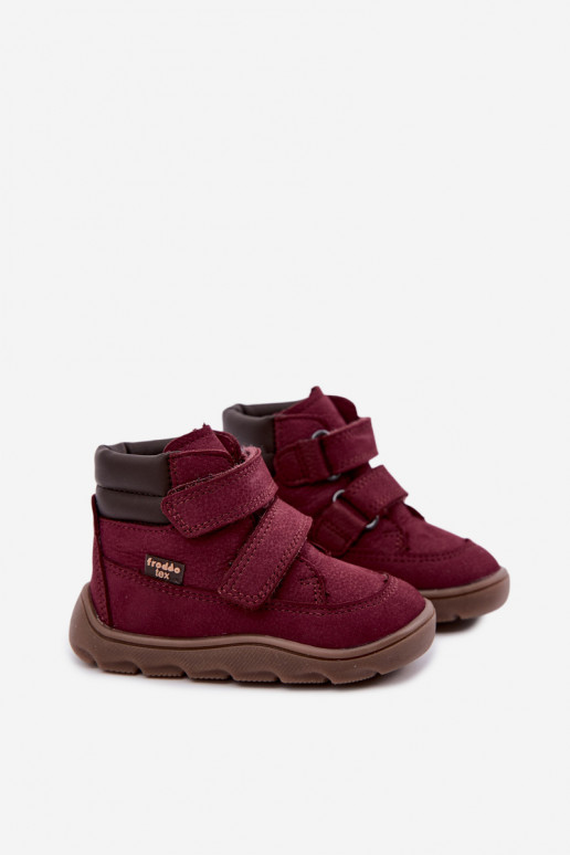Chaussures en cuir pour enfants bordeaux Barefoot Froddo G2110150-9