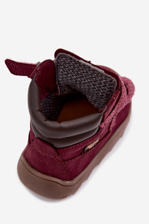 Chaussures en cuir pour enfants bordeaux Barefoot Froddo G2110150-9