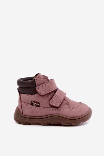 Chaussures en cuir pour enfants roses Barefoot Froddo G2110150-5 2