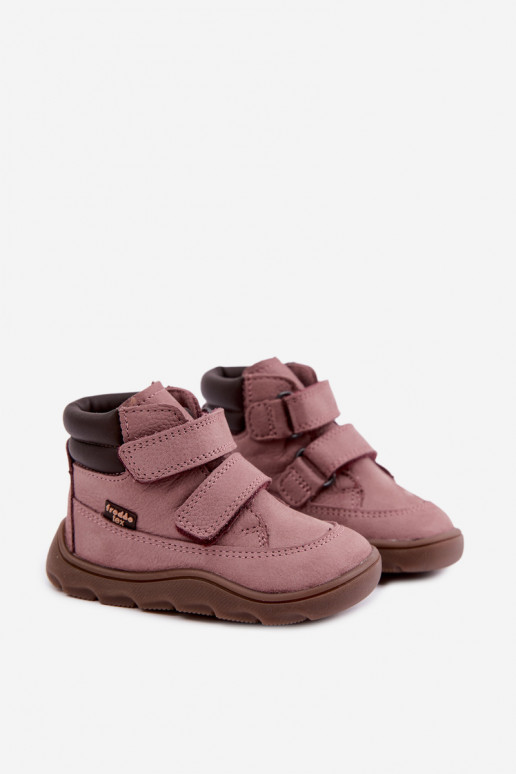 Chaussures en cuir pour enfants roses Barefoot Froddo G2110150-5