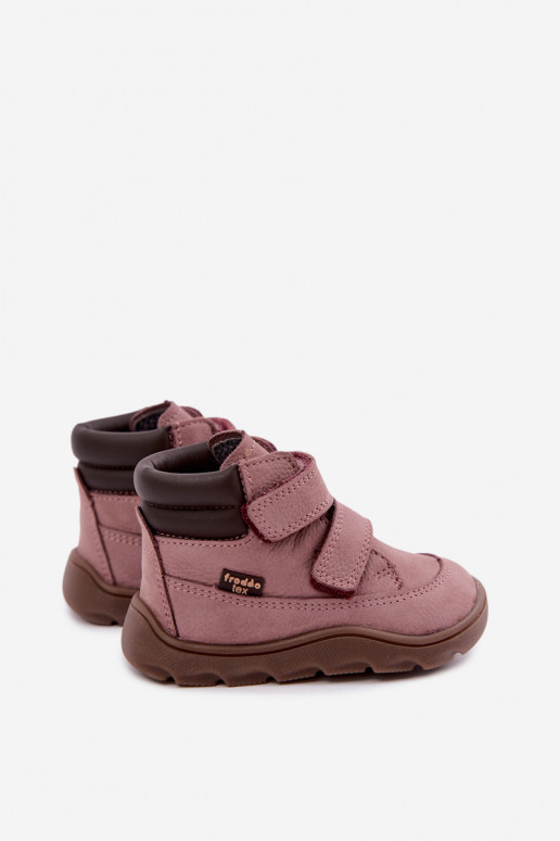 Chaussures en cuir pour enfants roses Barefoot Froddo G2110150-5