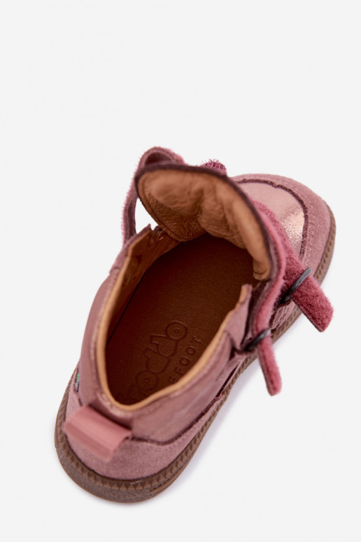 Chaussures en daim pour enfants roses Barefoot avec brillance Froddo G2110157-5