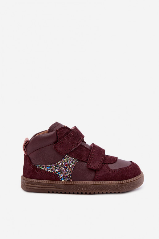 Chaussures en daim pour enfants bordeaux Barefoot Froddo G2110157-4