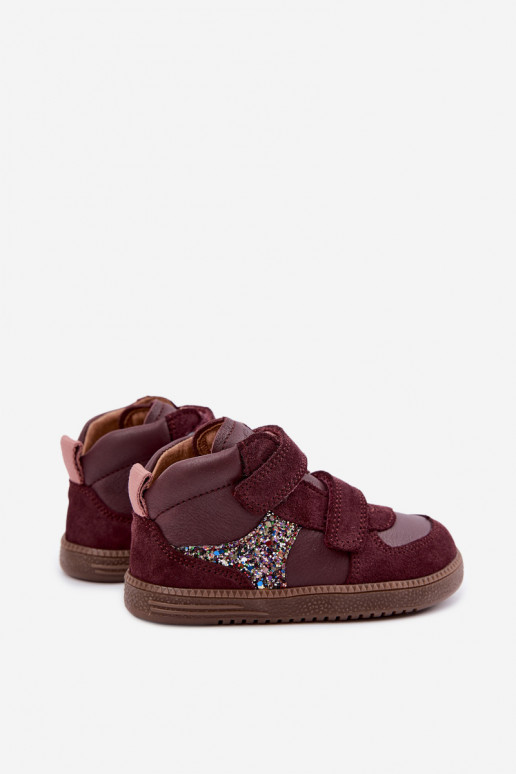 Chaussures en daim pour enfants bordeaux Barefoot Froddo G2110157-4